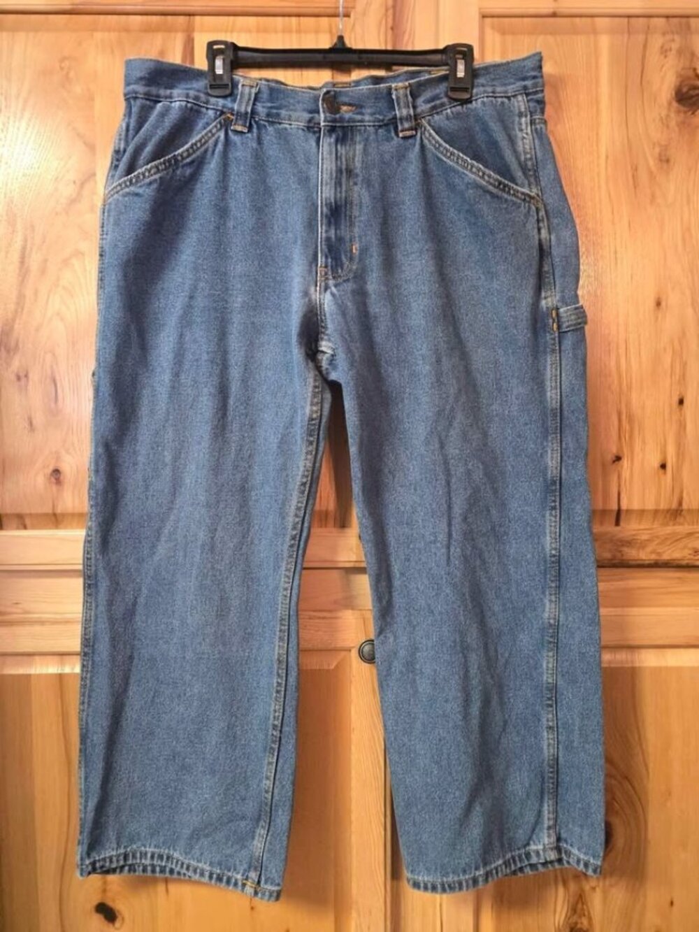 Blue Mountain Jeans Mens 40x30 Blue Denim Carpenter Workwear Hammer Loop Utility